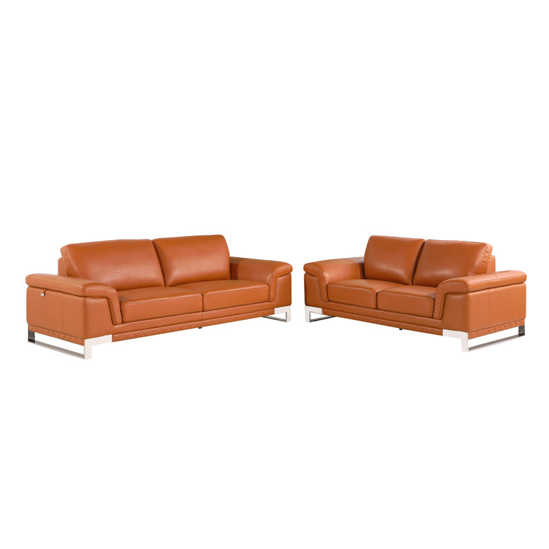 Orren Ellis Aiert Luxury Italian Leather 2 Piece Living Room Set